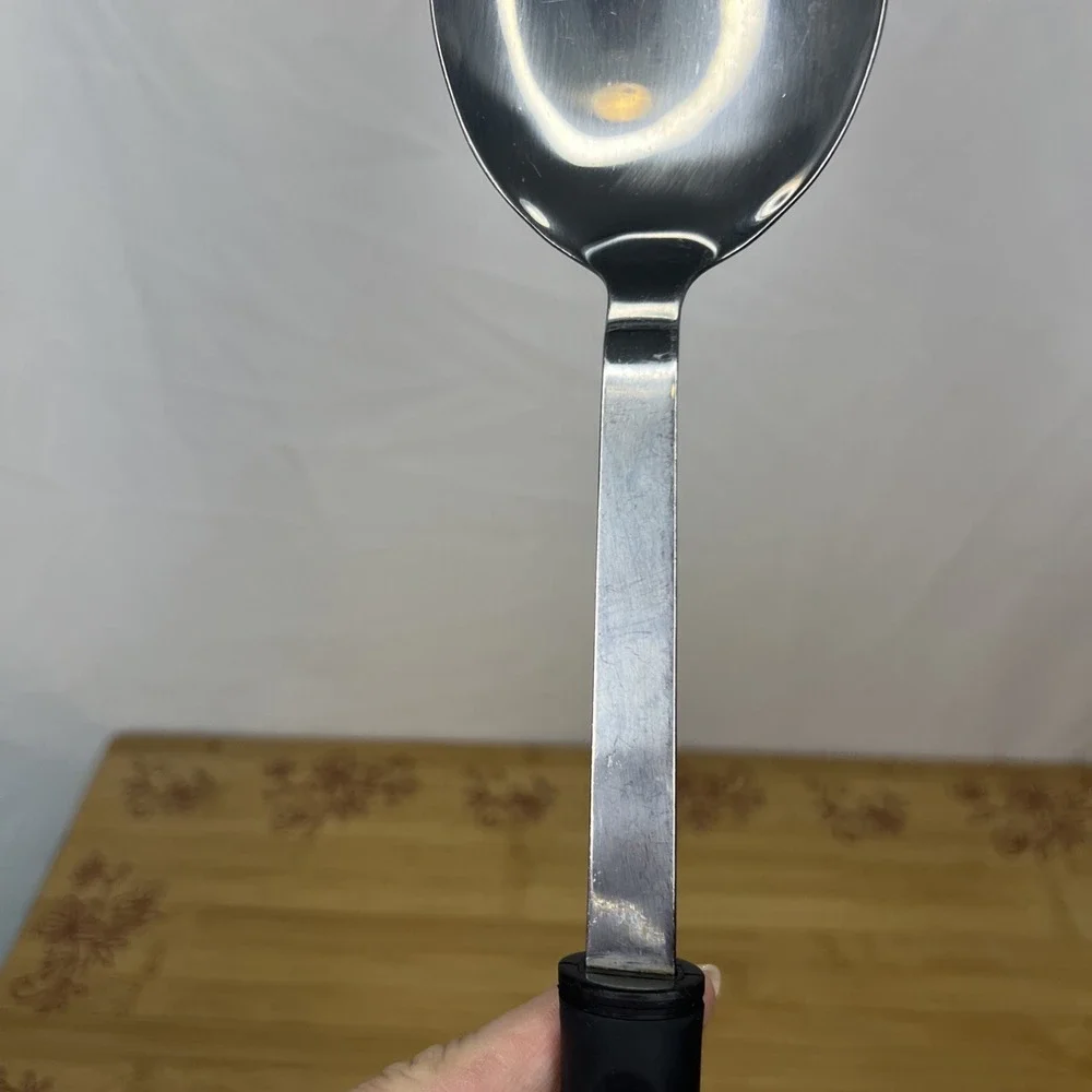 Stainless Steel Cooking/Serving Spoon Black Plastic Handle - 13‎ inches